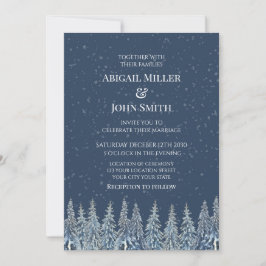 Blue Rustic Winter Forest Wedding Invitations Einladung