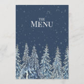 Blue Rustic Winter Forest Wedding Menu Menükarte (Rückseite)