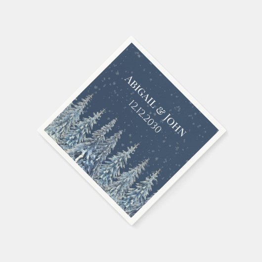 Blue Rustic Winter Forest Wedding Napkin Serviette (Ecke)