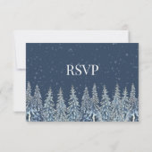 Blue Rustic Winter Forest Wedding RSVP (Rückseite)