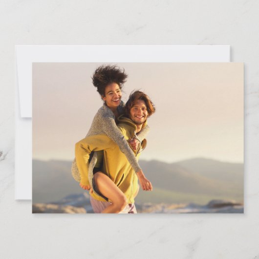 Blue Rustic Wood 2 Foto String Lights Wedding Einladung (Rückseite)