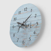 Blue Rustic Wood Gather Bauernhof Vintag Große Wanduhr (Winkel)