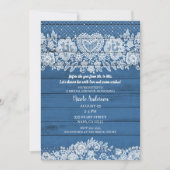 Blue Rustic Wood Lace Farmhouse Brautparty Einladung (Vorderseite)