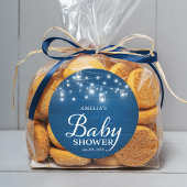 Blue Rustic Wood Mason Jars Lights Baby Dusche Runder Aufkleber