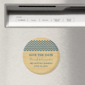 Blue Rustic Zickzack Save the Date Magnet (In Situ (Geschirrspüler))