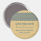 Blue Rustic Zickzack Save the Date Magnet (Vorderseite/Rückseite)