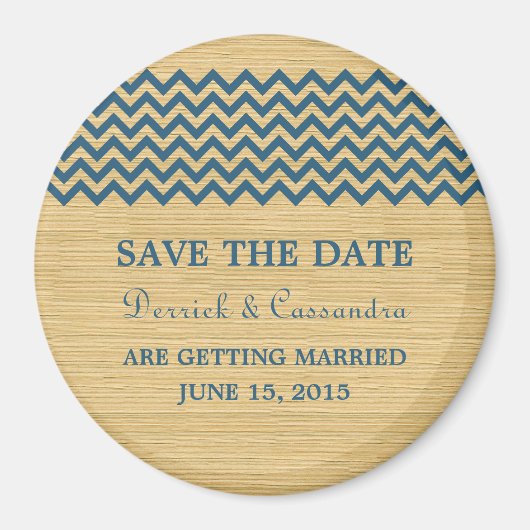Blue Rustic Zickzack Save the Date Magnet (Vorne)