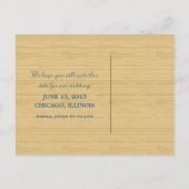 Blue Rustic Zickzack Save the Date Postkarte (Rückseite)