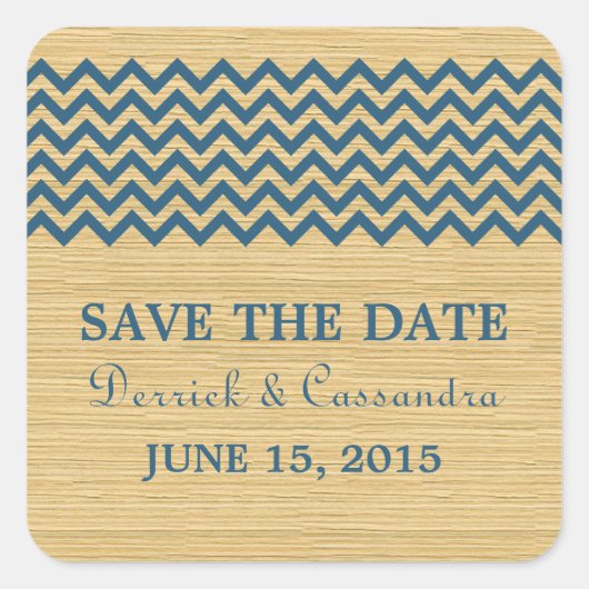 Blue Rustic Zickzack Save the Date Stickers (Vorderseite)