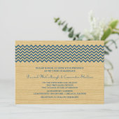 Blue Rustic Zickzack Wedding Einladung (Stehend Vorderseite)