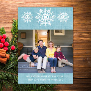 Blue Rustica Snowflake Holiday Foto Feiertagskarte
