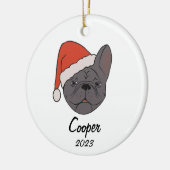 Blue Sable Frenchie Weihnachtsmannmütze Weihnachte Keramik Ornament (Links)