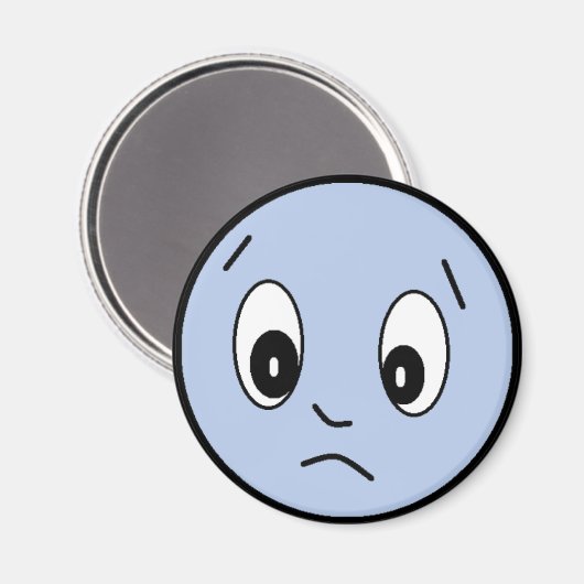Blue Sad Face Magnet (Vorderseite/Rückseite)