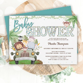 Blue Safari Animals Baby Dusche Einladung