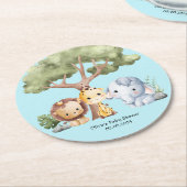 Blue safari baby shower  runder pappuntersetzer (Angewinkelt)