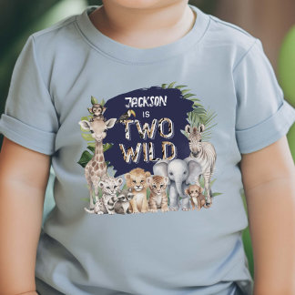 Blue Safari Jungle Two Wild Boy 2. Geburtstag TAGS Kleinkind T-shirt