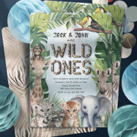 Blue Safari Tiere, Twins Wild ein 1. Geburtstag