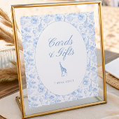 Blue Safari Toile de Jouy Baby Shower Cards & Gift