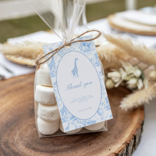 Blue Safari Toile de Jouy Baby Shower  Geschenkanhänger