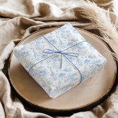 Blue Safari Toile de Jouy Baby Shower Geschenkpapier