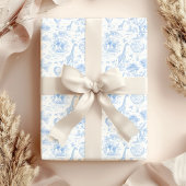 Blue Safari Toile de Jouy Baby Shower Geschenkpapier