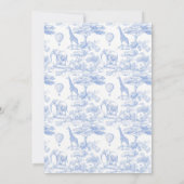 Blue Safari Toile De Jouy Boy Baby Dusche Einladung (Rückseite)