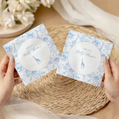 Blue Safari Toile De Jouy Boy Baby Shower Serviette