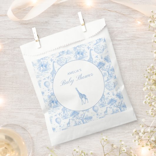 Blue Safari Toile de Jouy Favor Bags Geschenktütchen (Ausgeschnitten)