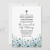Blue & Sage Boho Chic Wildblumen Katholische Hochz Einladung (Vorderseite)