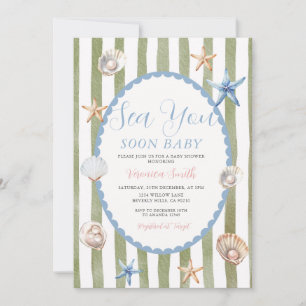 Blue Sage Coastal Sea You Soon Baby Shower Einladung