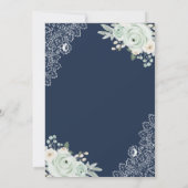 Blue Sage Green Floral Lace muslimische Hochzeit Einladung (Rückseite)