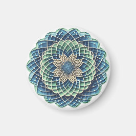 Blue & Sage Medallion - Abstraktes Magnet