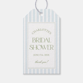 Blue & Sage Striped Bridal Shower Favor Tags Geschenkanhänger