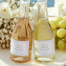 Blue & Sage Striped Bridal Shower Mini Labels