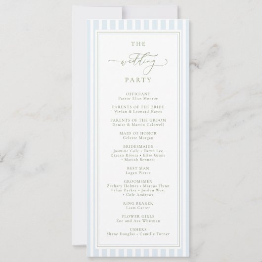 Blue & Sage Wedding Program Einladung (Rückseite)