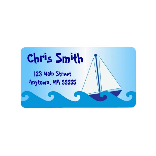 Blue Sail Boat Address Labels Adressaufkleber (Vorne)