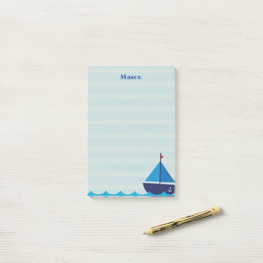 Blue Sail Boat Post it Notes Stationery Post-it Klebezettel (Auf Schreibtisch)