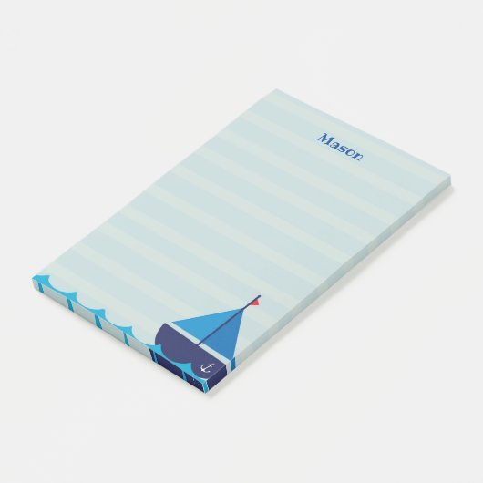Blue Sail Boat Post it Notes Stationery Post-it Klebezettel (angewinkelt)