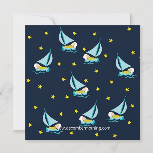 Blue Sailboat Baby Boy Dusche Einladung (Rückseite)