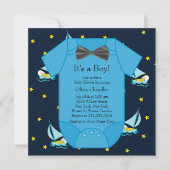 Blue Sailboat Baby Boy Dusche Einladung (Vorderseite)