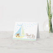 Blue Sailboat Baby Dusche Danke Note Card (Vorderseite)