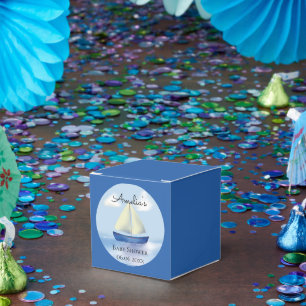 Blue Sailboat Baby Dusche Personalisiert Geschenkschachtel