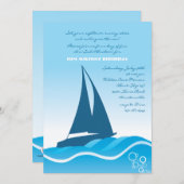 Blue Sailboat Einladung (Vorne/Hinten)