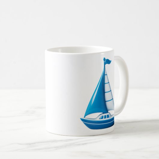 Blue Sailboat Kaffeetasse (VorderseiteRechts)