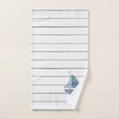 Blue Sailboat Nautic Shiplap Badetuch Set (Handtuch)
