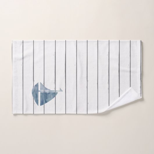 Blue Sailboat Nautic Shiplap Badetuch Set (Handtuch)