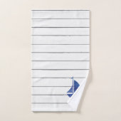 Blue Sailboat Nautic Shiplap Badetuch Set (Handtuch)