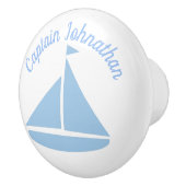 Blue Sailboat Nautical Custom Keramikknauf (Rechts)