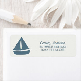 Blue Sailboat on Cream Nautical