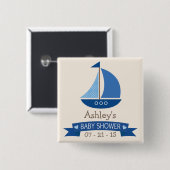 Blue Sailboat, Schönheitsbabydusche Button (Vorne & Hinten)